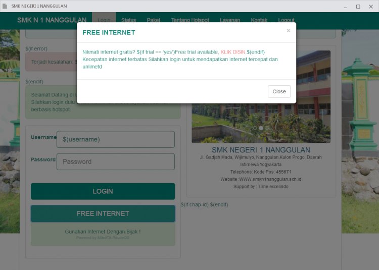 Login page Hotspot Mikrotik untuk sekolah