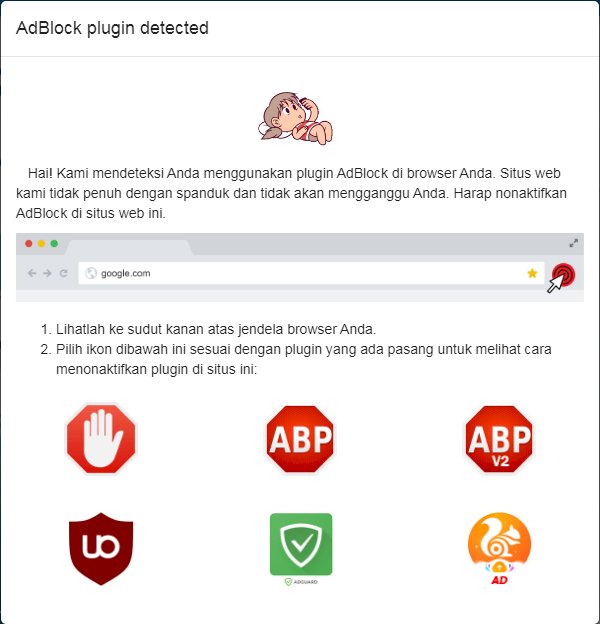 Adblock JavaScript Detector Untuk Mendeteksi Extension Adblock browser